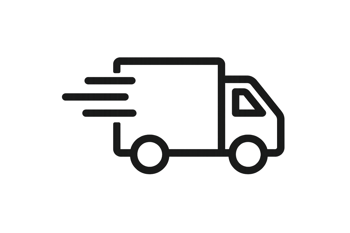 generate icon for fast shipping in black & white .no add any words